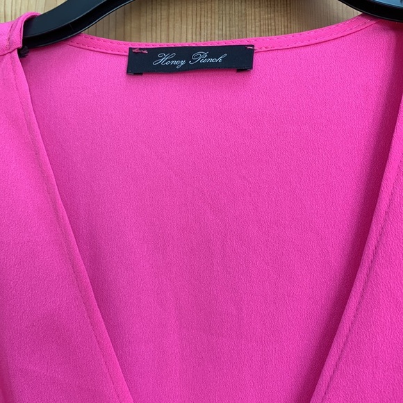 Honey Punch 💕 Neon Hot Pink Romper Shorts Jumper Jumpsuit Playsuit Barbie 🌸 - Picture 7 of 13